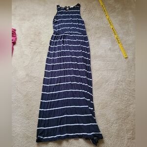 LOFT Navy and White Striped Sleeveless Maxi Dress